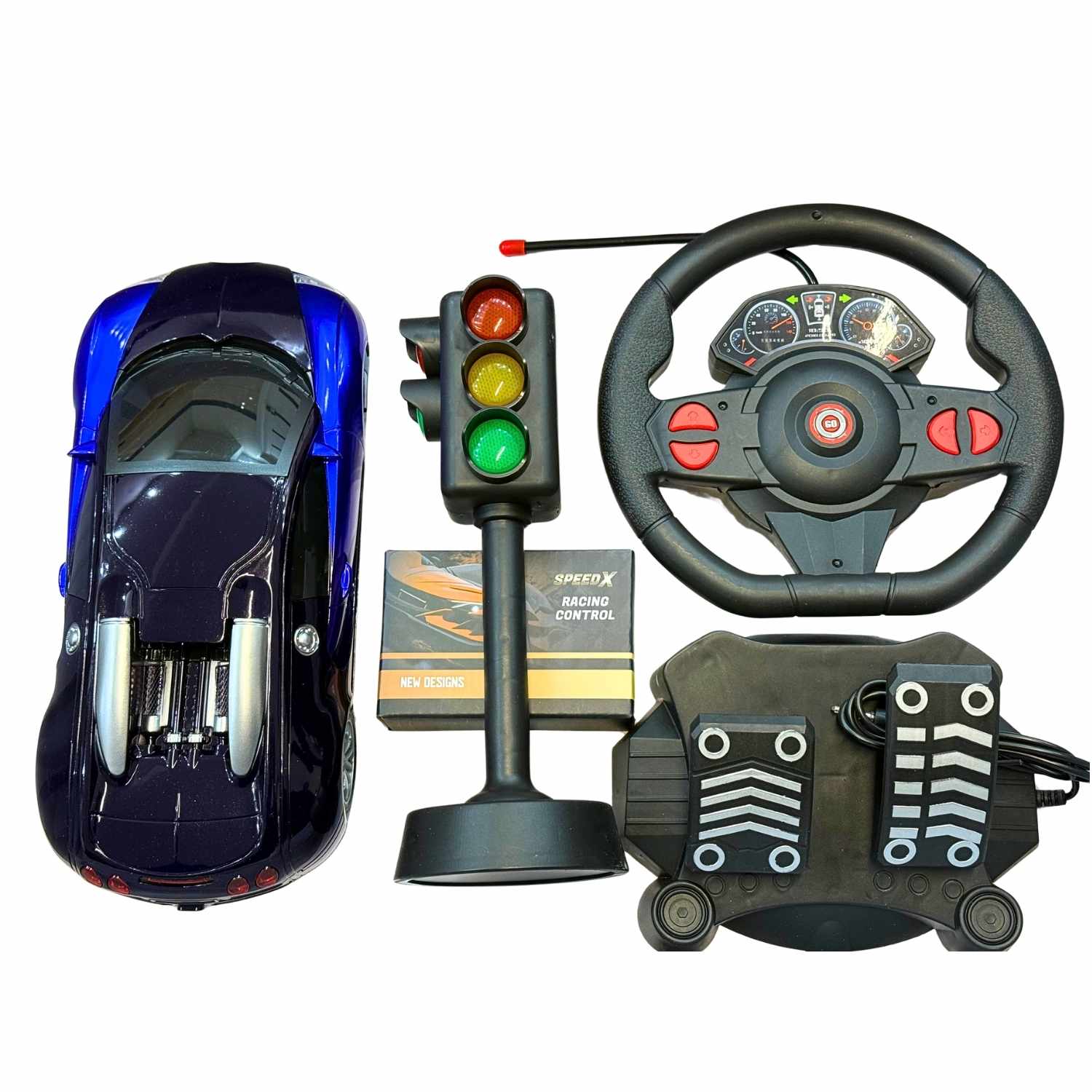 Auto zdalnie sterowane rc z kierownicą - niebieski Bugatti