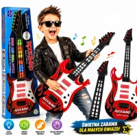 Gitara Zabawka różowa Elektryczna dla Dzieci Świeci Melodyjki