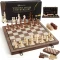 Szachy Magnetyczne i Warcaby 2w1 – Duży Drewniany Zestaw Podróżny