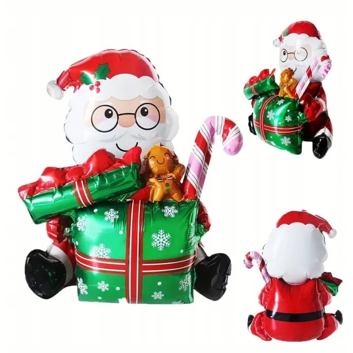 Balon foliowy Mikołaj z Prezentem 50 cm