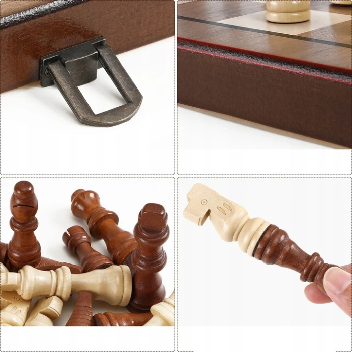 Szachy Magnetyczne i Warcaby 2w1 – Duży Drewniany Zestaw Podróżny