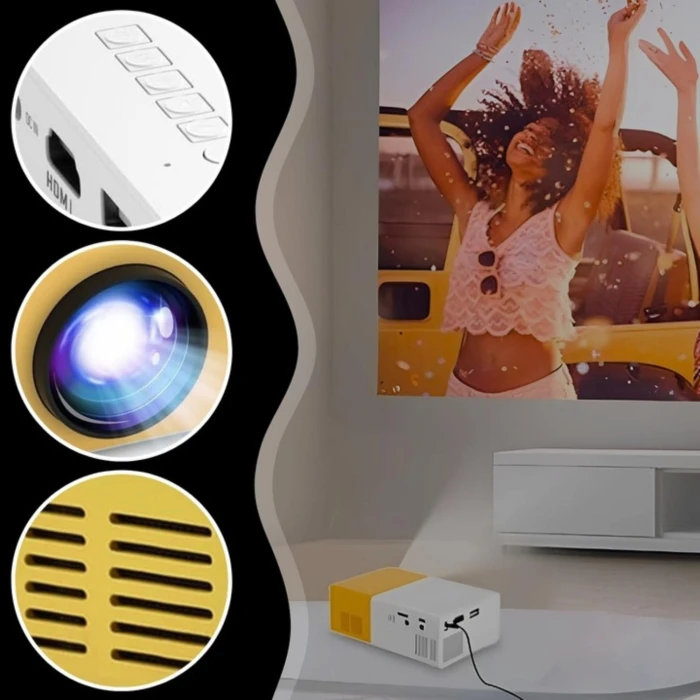 Mini Projektor LED Full HD – Przenośny Rzutnik do Domowego Kina, Bajek i Filmów