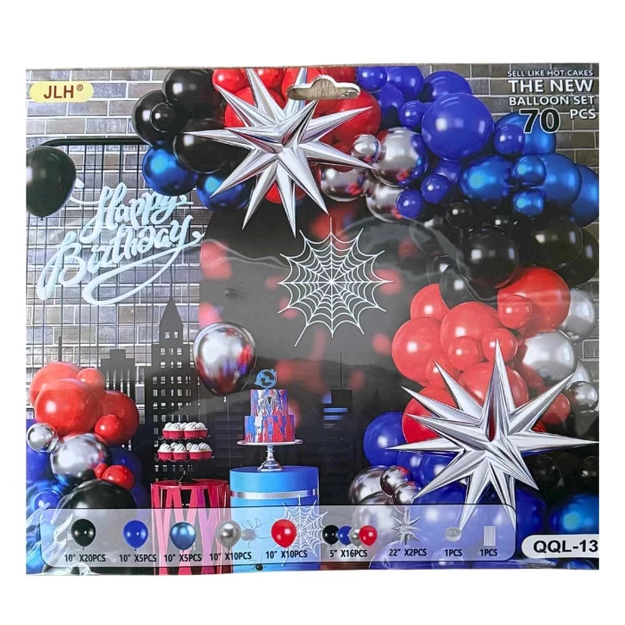 Girlanda balonowa „Spider Party” – zestaw 70 elementów dla małych superbohaterów!