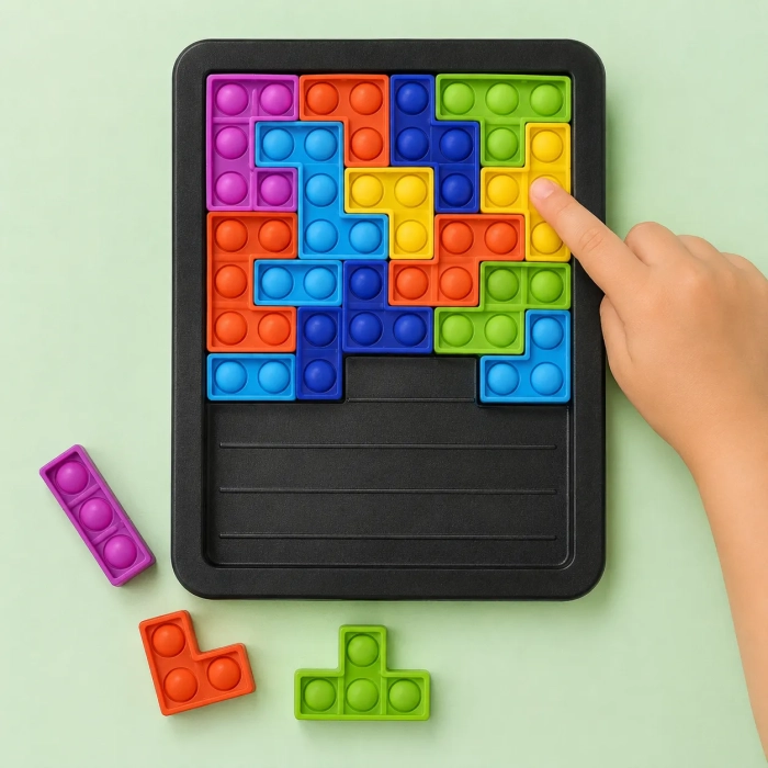 Gra logiczna Building Block Pop It gumowe klocki