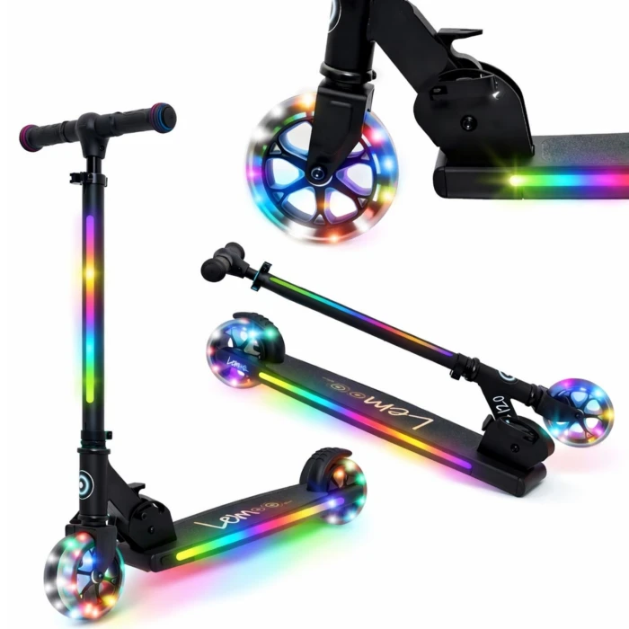 Hulajnoga dla dzieci Lemoo S120 LED – lekka, składana, koła 12 cm