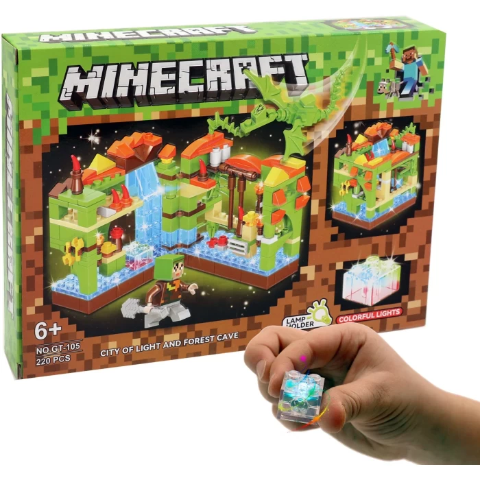 Klocki Minecraft Zielona Jaskinia Baza Smok 220El. My world
