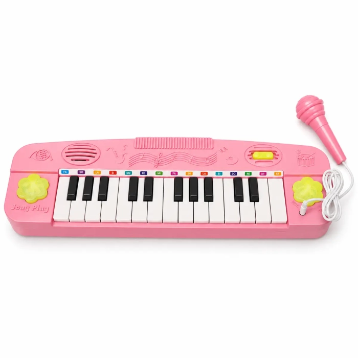 Różowy keyboard dla dzieci z 25 klawiszami i mikrofonem