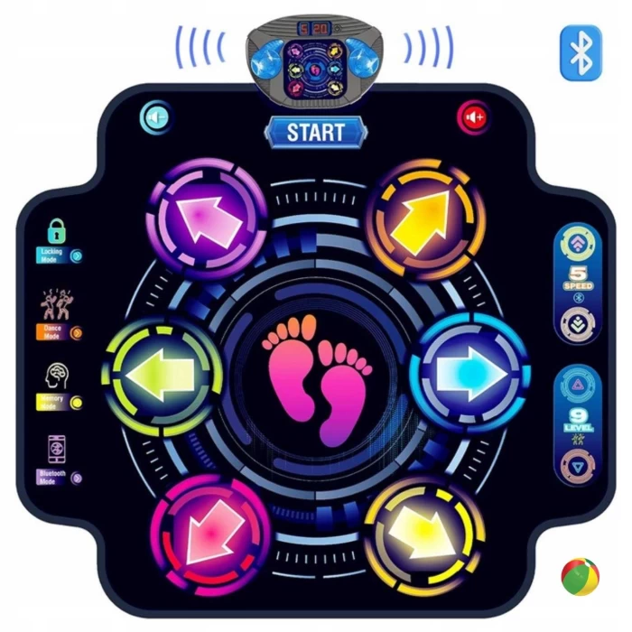 Mata Muzyczna do Tańca LED Bluetooth – 8 Strzałek, 3 Tryby