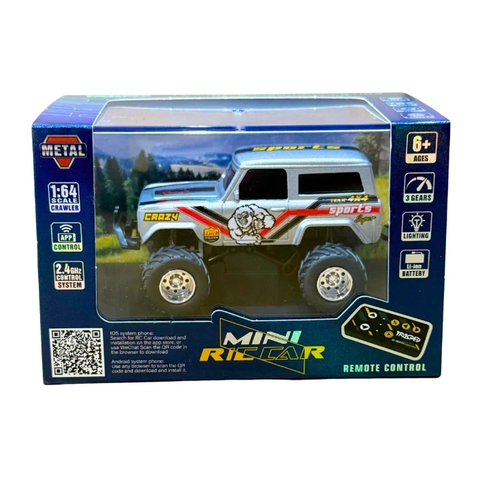 Mini Samochód RC 1:64 Crawler – Zdalnie Sterowany Off-Road z App Control i LED