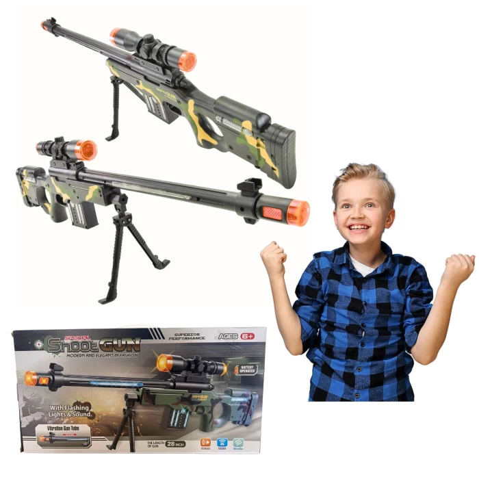 Pistolet Karabin Snajperka Elektryczny – Światło i Dźwięk