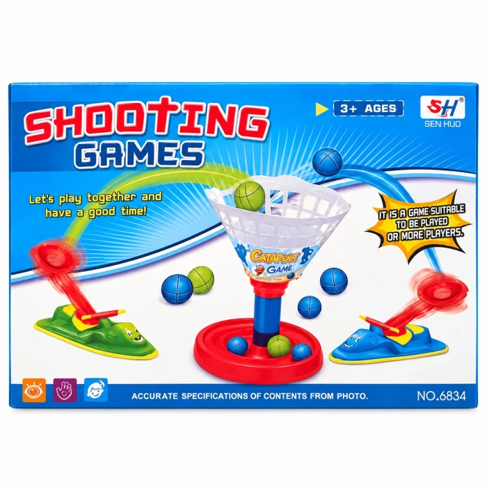 Gra zręcznościowa Shooting Games z katapultami i koszem – przód opakowania