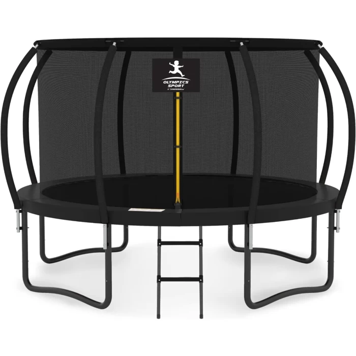 Trampolina dla dzieci ogrodowa 435 cm 14FT Olympics Sport z siatką wewnętrzną i drabinką czarna